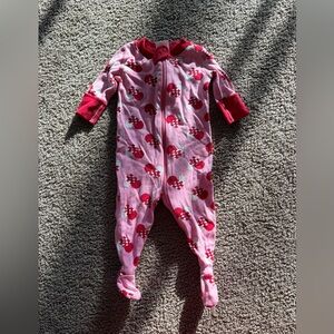 Hanna Andersson Pink and Red Heart Patterned Footie